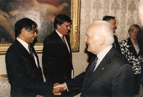 with-itanian_president Sharing a moment with Mr. Oscar Luigi Scalfaro, former president, Italian Republic