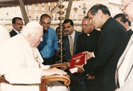 with-pope A blessed moment-meeting H.H. John Paul II in Vatican City